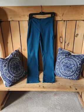 Teal Straight-Leg Stretch Dress Pants